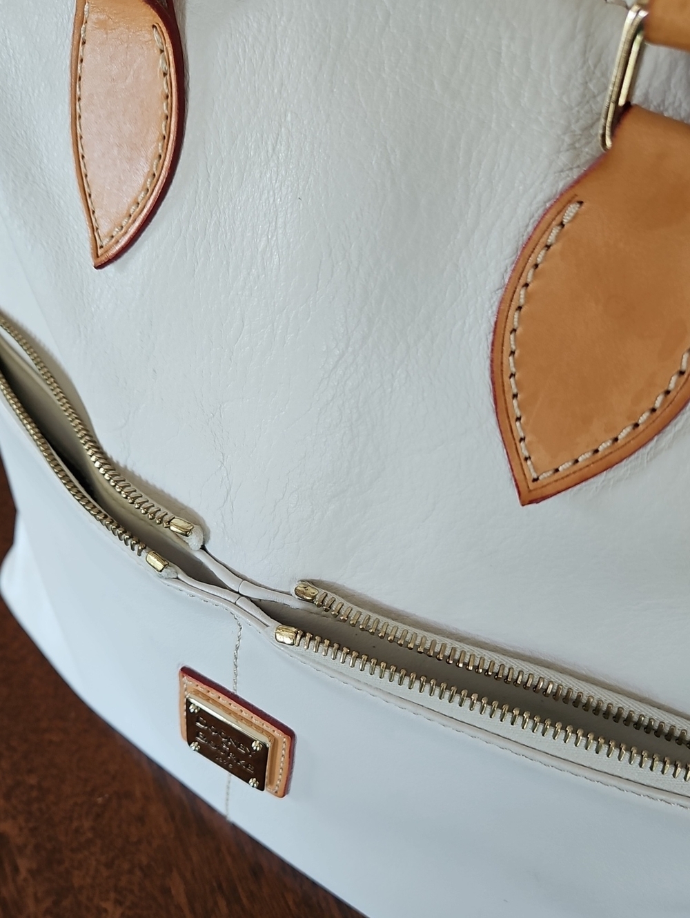 Dooney & Bourke White Pebble Leather Dillen Double Pocket Satchel - Picture 6 of 16